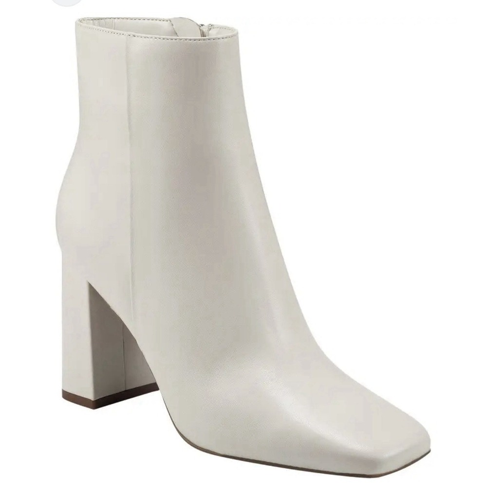 WOMEN NEW MARC FISHER‎ Nebula Square Toe Bootie BLOCK HEEL IVORY Size 9.5